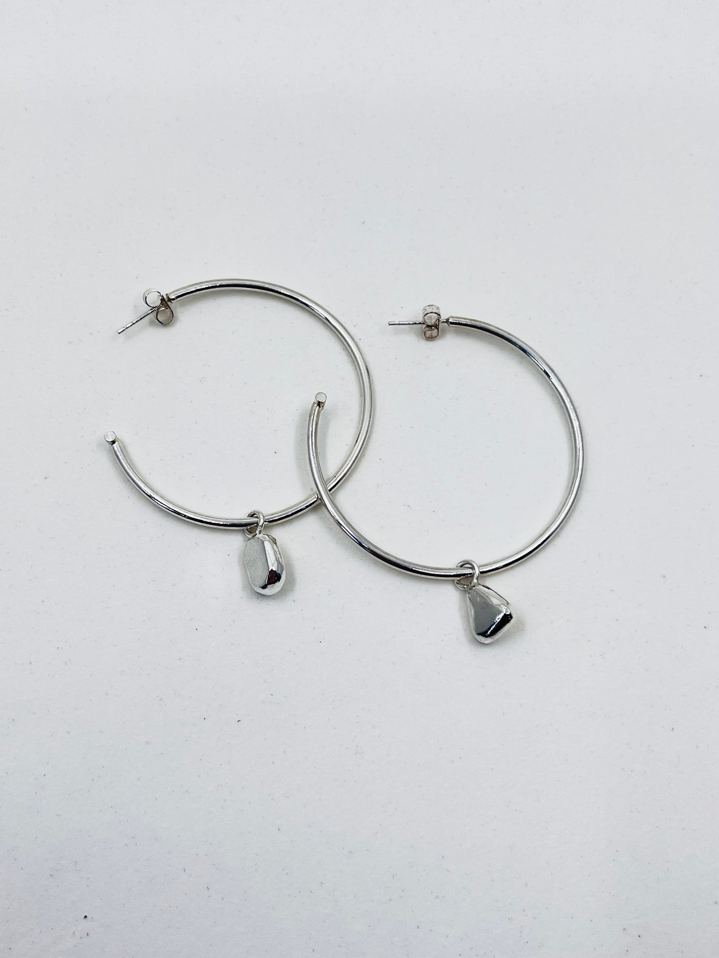 Silver mismatched charm hoops