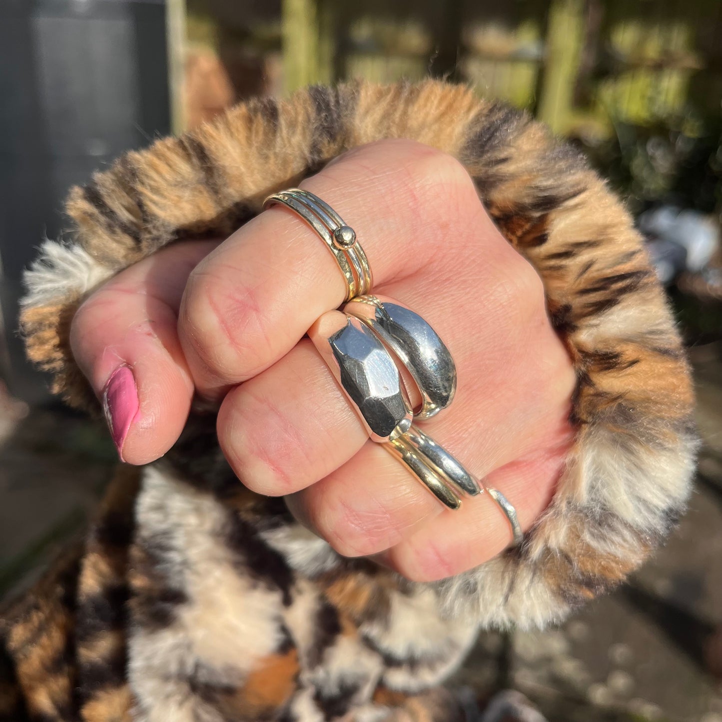Chunky faceted silver ring