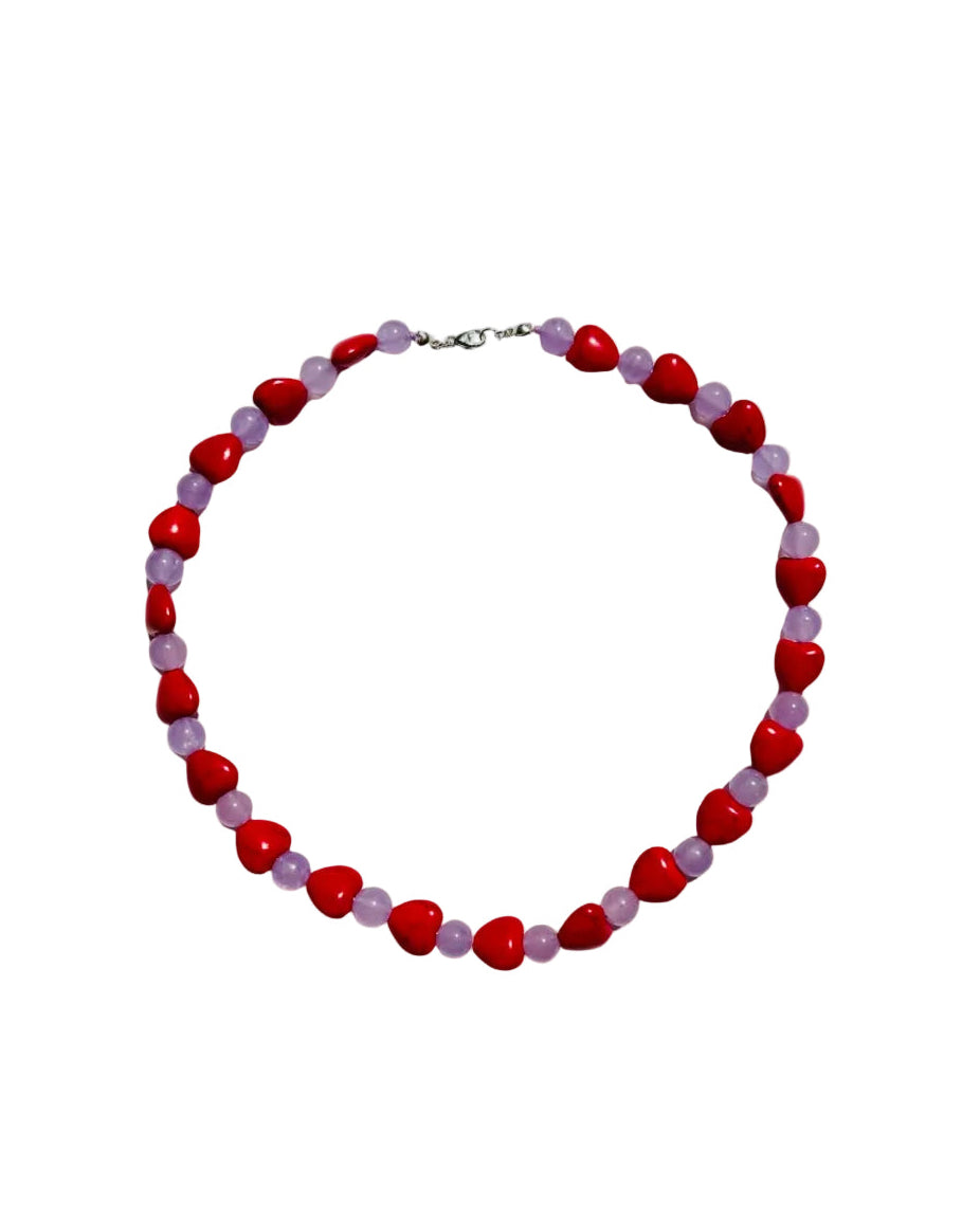 Howlite heart and lavender jade necklace