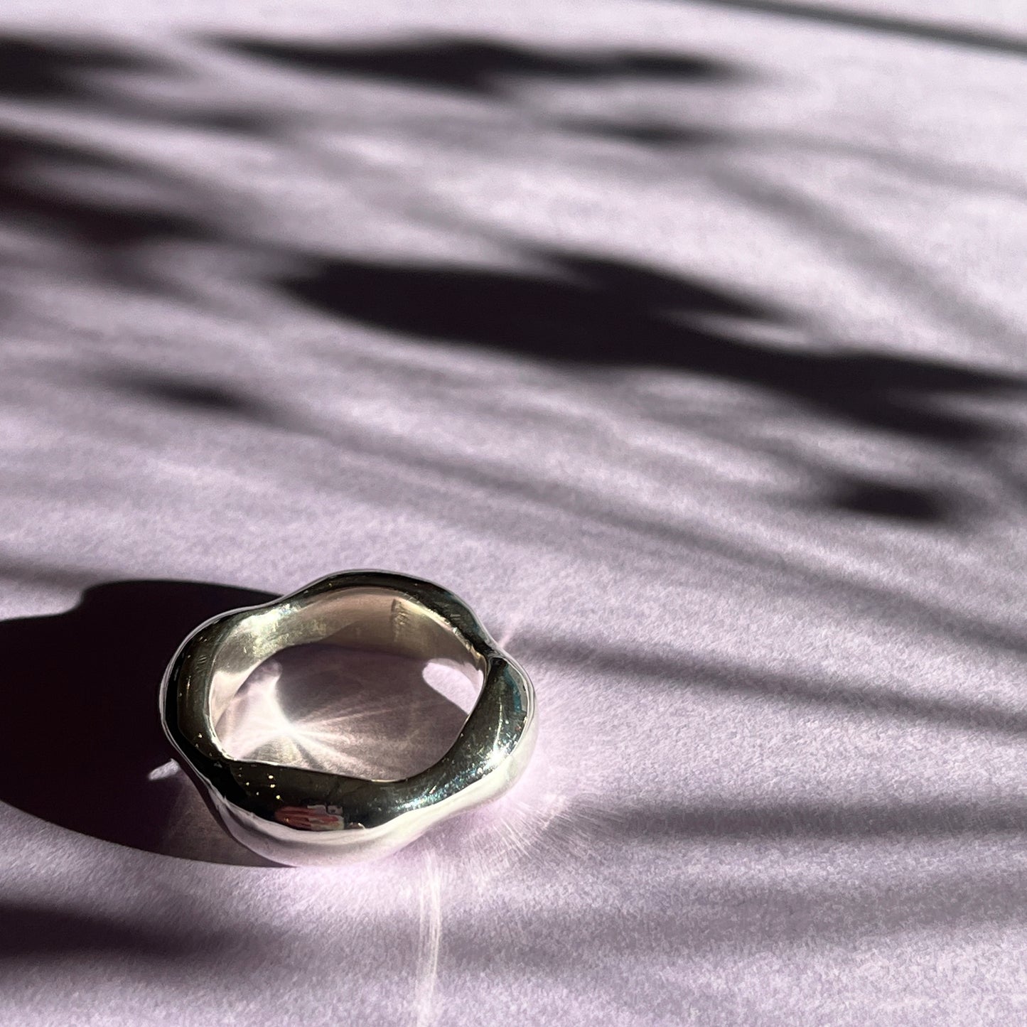 Silver ripple ring