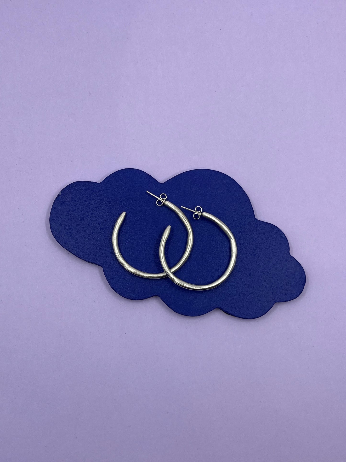 Silver organic hoop earrings