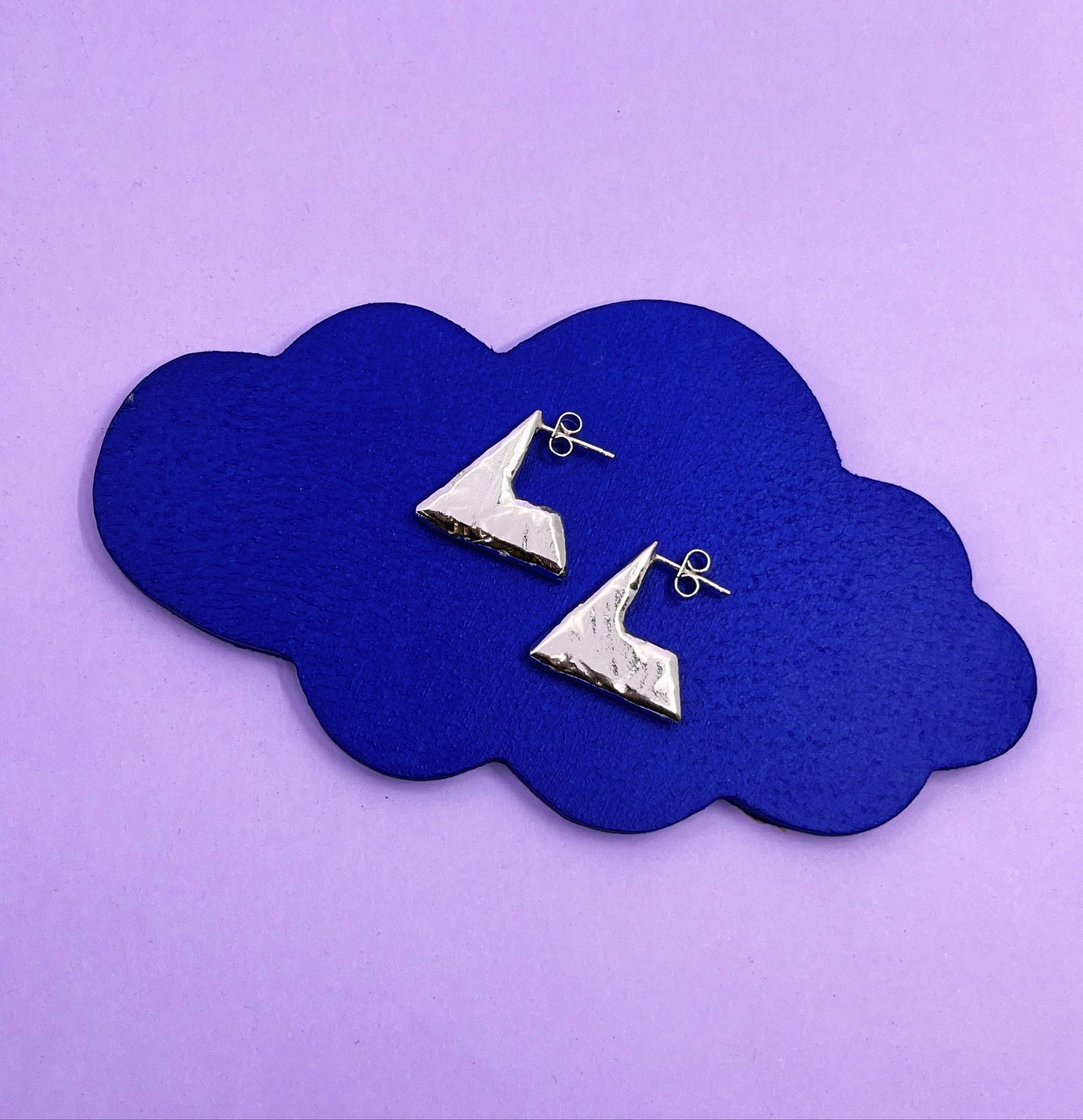 Chunky silver mountain earrings
