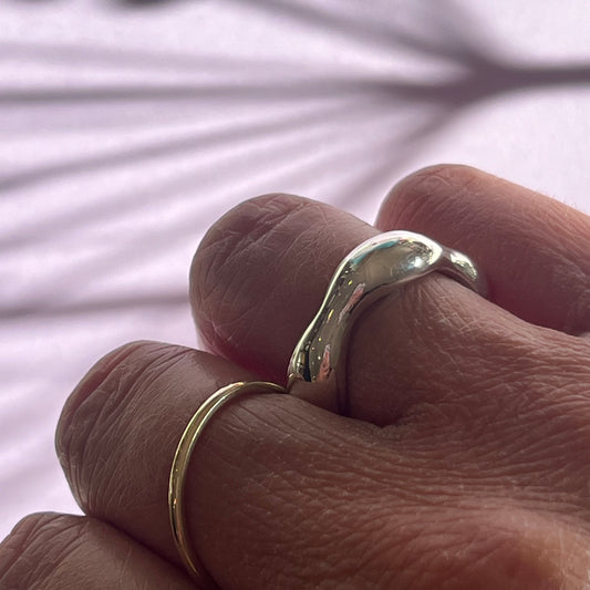 Silver ripple ring