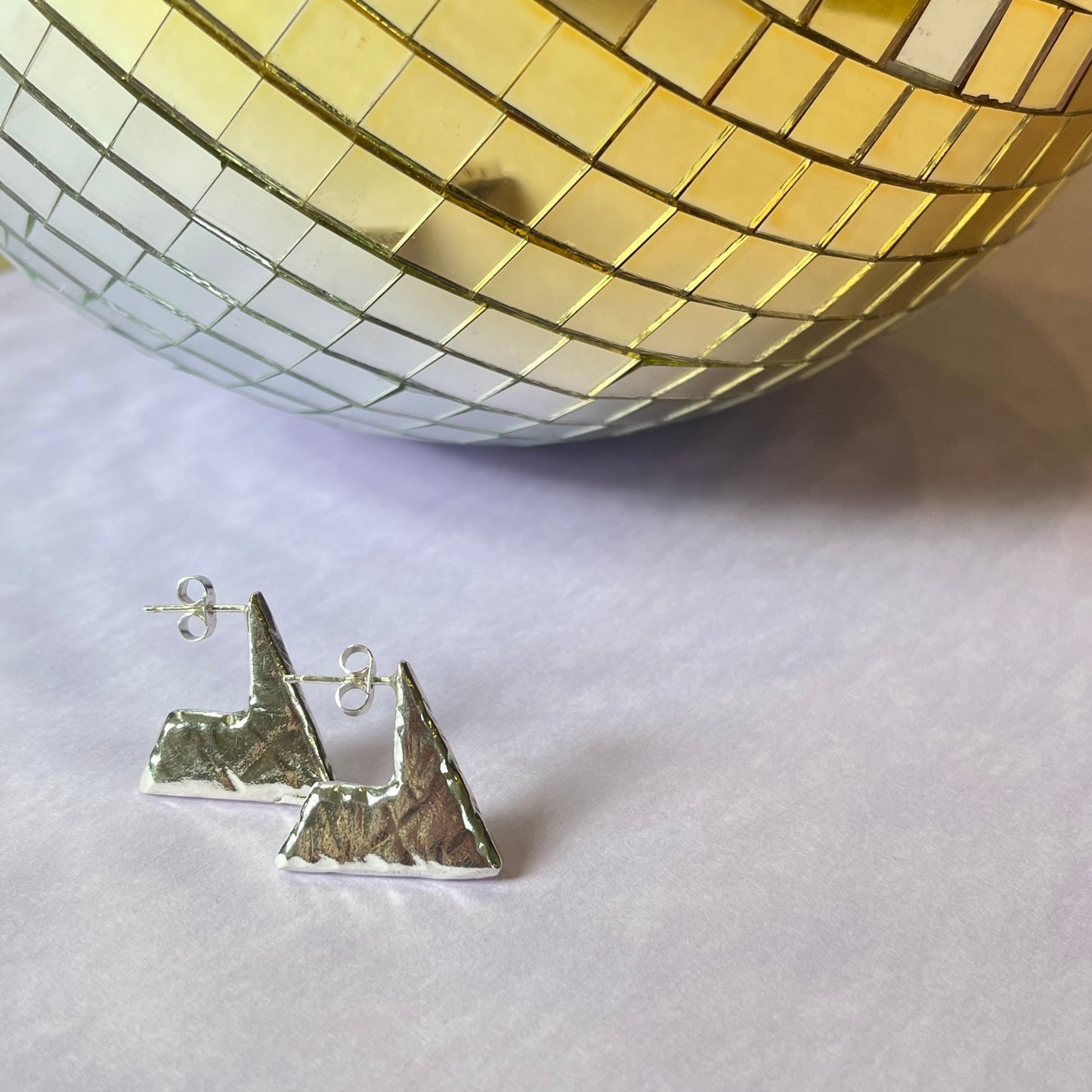 Chunky silver mountain earrings