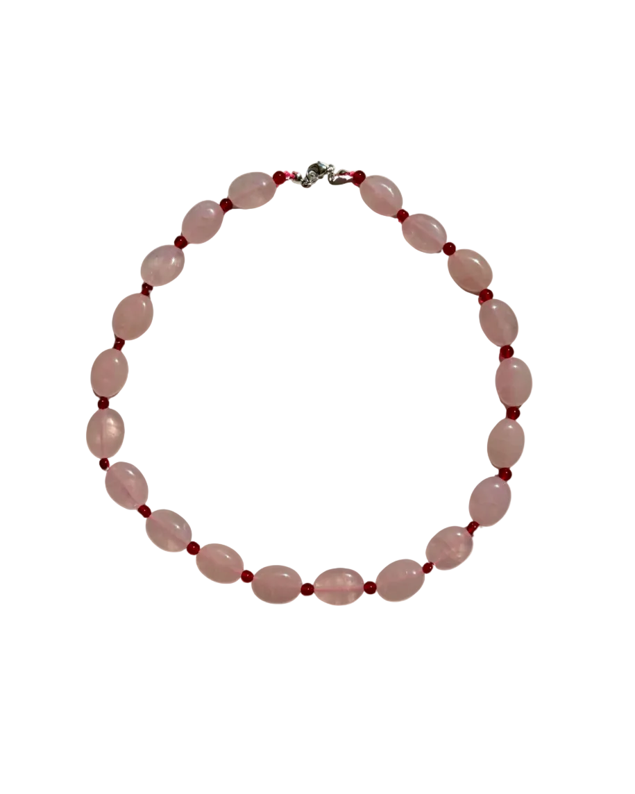 Rose quartz and carnelian beads