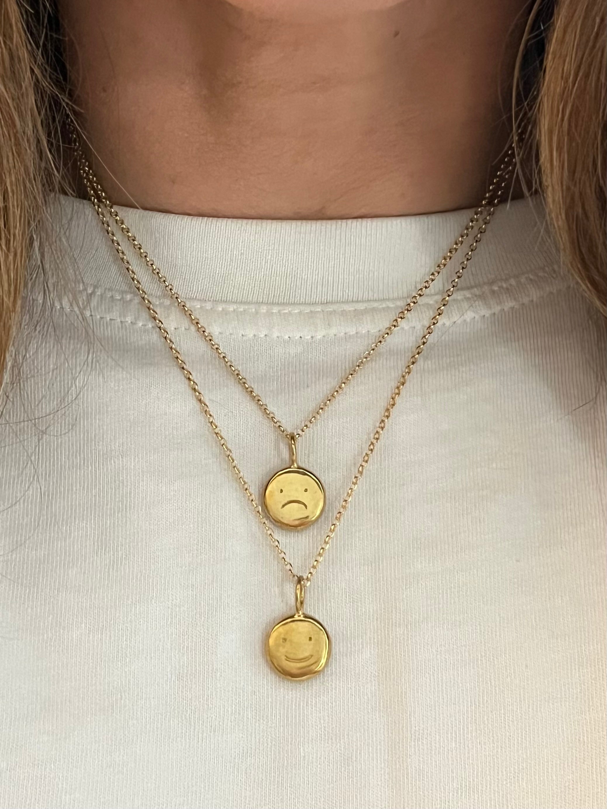 Gold vermeil “moodflip” smiley pendant – Catherine Cox Studio