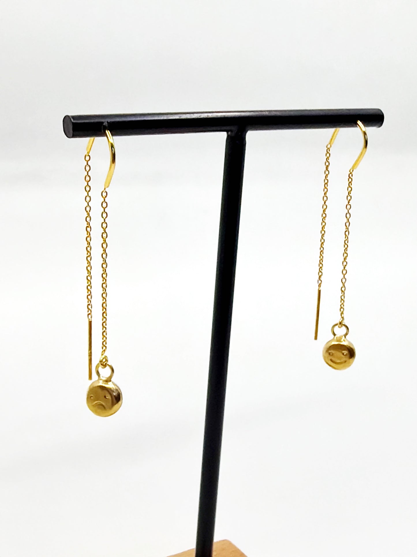 Gold vermeil smiley threader earring (sold as singles)