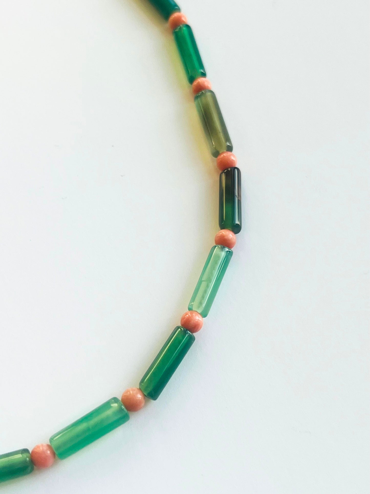 Green agate and coral stacking beads