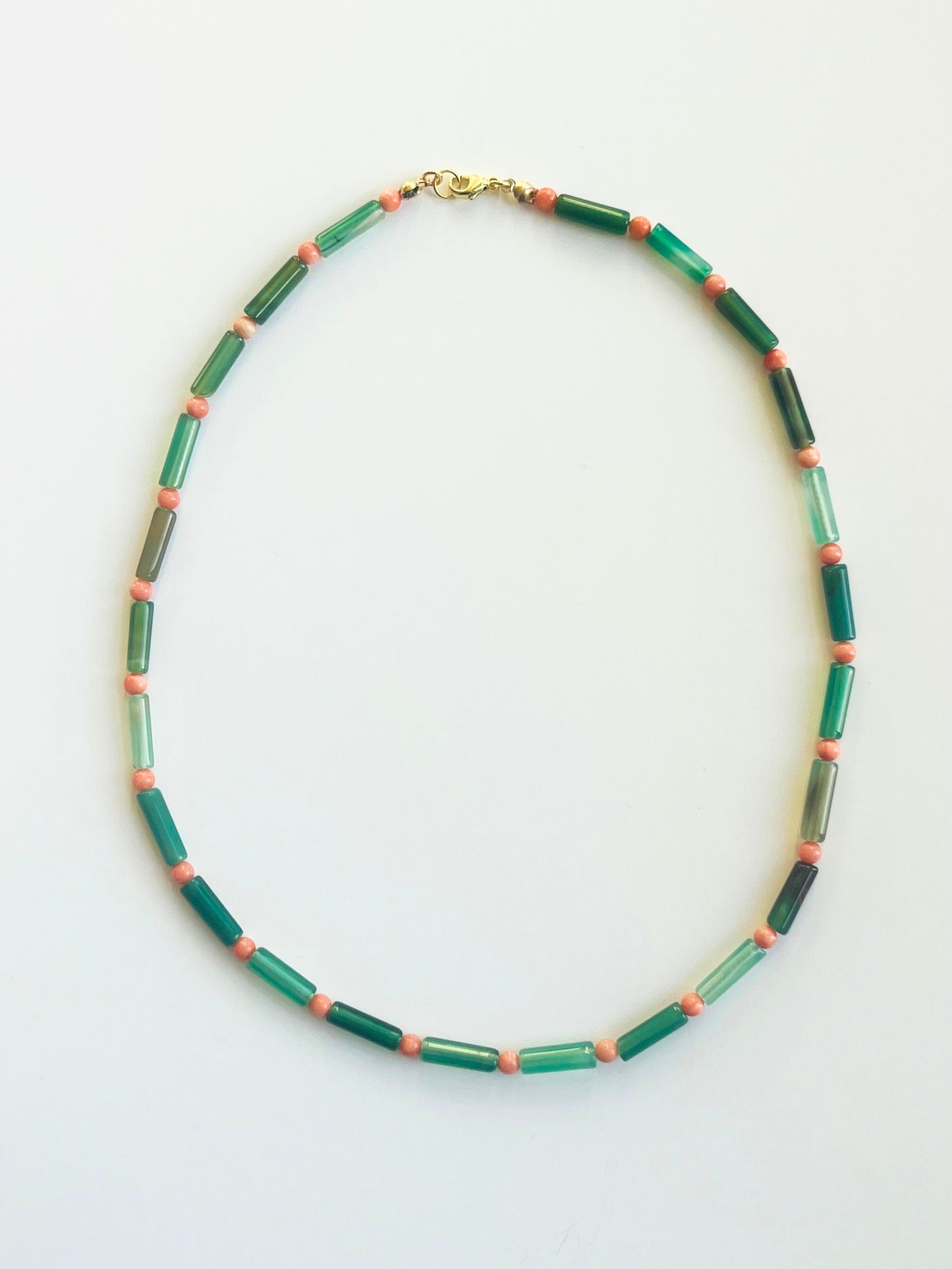 Green agate and coral stacking beads