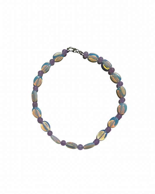 Opalite and lavender jade beads